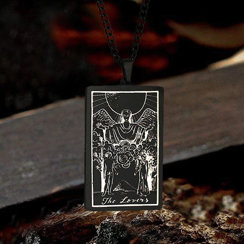 The Lovers Tarot Card Stainless Steel Necklace | Gthic.com