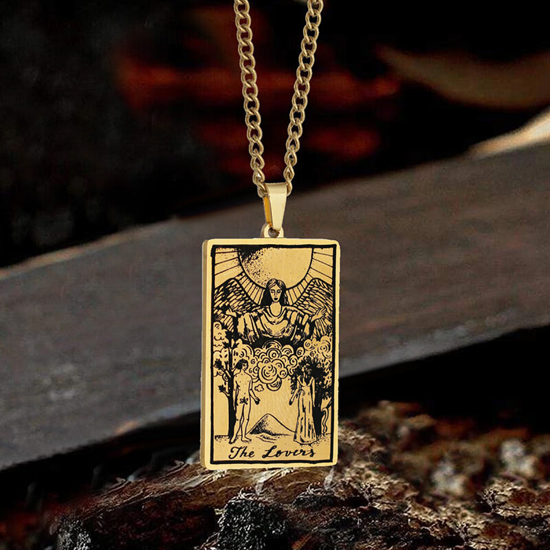 The Lovers Tarot Card Stainless Steel Necklace | Gthic.com