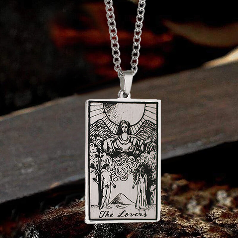 The Lovers Tarot Card Stainless Steel Necklace | Gthic.com