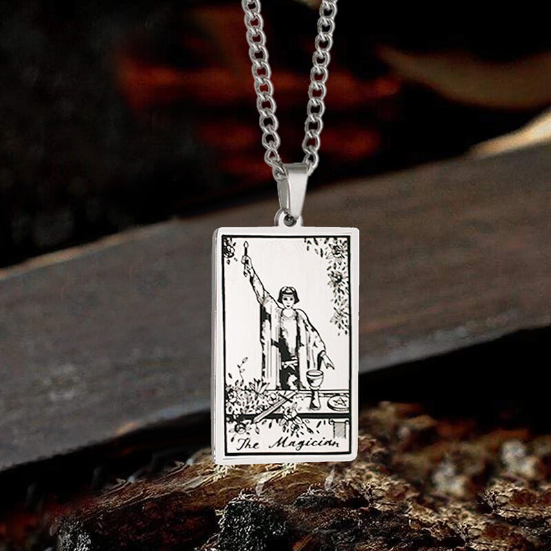 Colorful Tarot Cards Symbolic Necklaces, The Magician / 18 inch