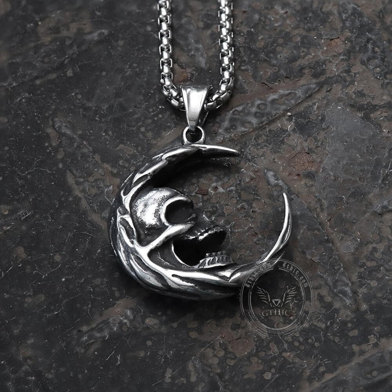 The Skull of Waning Moon Stainless Steel Necklace