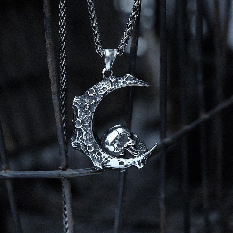 The Moon and Skull Stainless Steel Pendant | Gthic.com