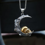 The Moon and Skull Stainless Steel Pendant | Gthic.com