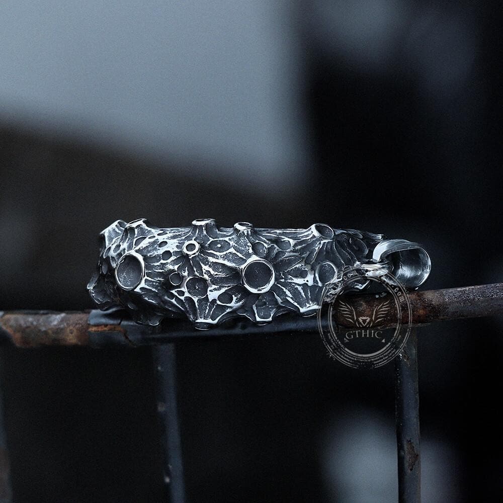 Ciondolo in acciaio inossidabile con luna e teschio