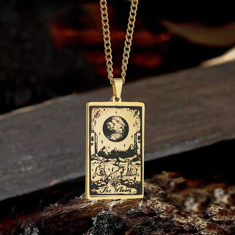 The Moon Major Arcana Tarot Stainless Steel Necklace