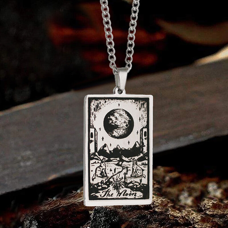 The Moon Major Arcana Tarot Stainless Steel Necklace