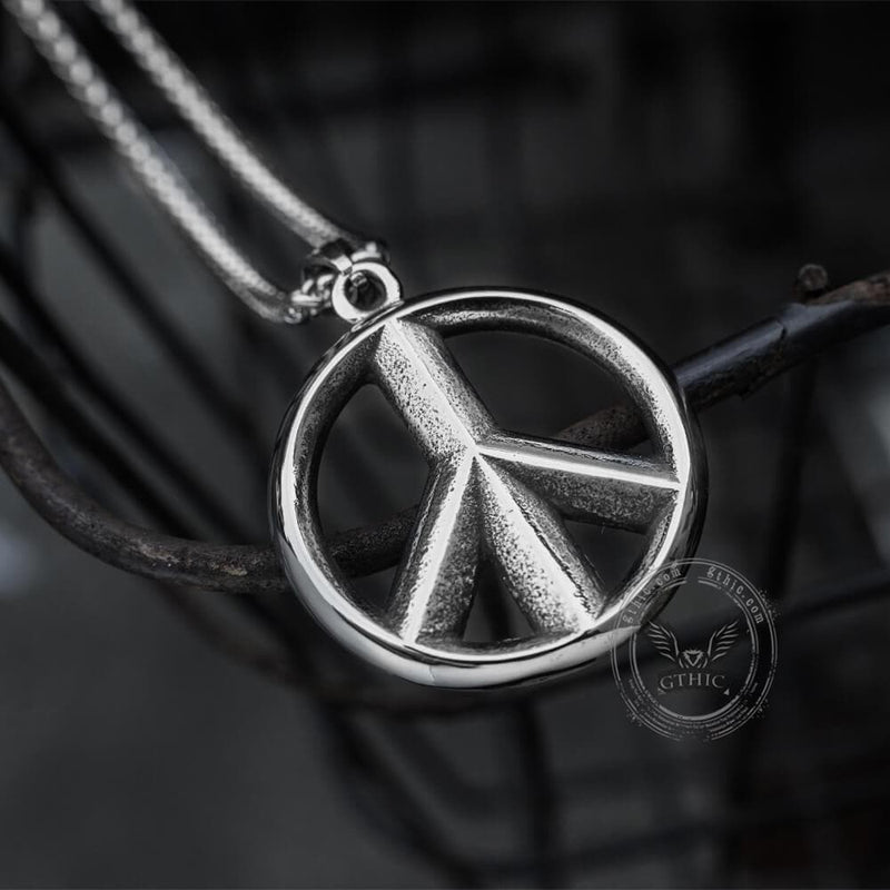 Black Enamel Rhinestone PEACE Symbol Pendant Necklace Sterling Chain - Ruby  Lane