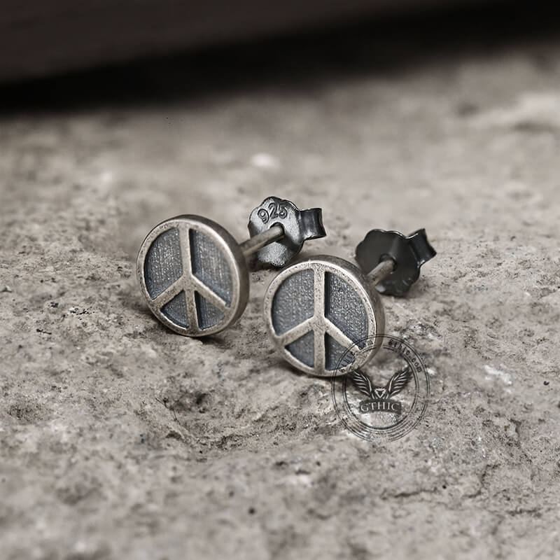 The Peace Symbol Sterling Silver Stud Earrings | Gthic.com