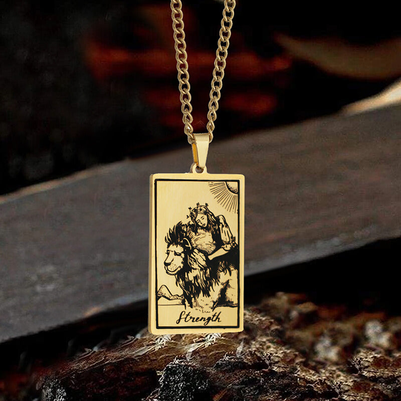 The Strength Tarot Card Stainless Steel Necklace | Gthic.com