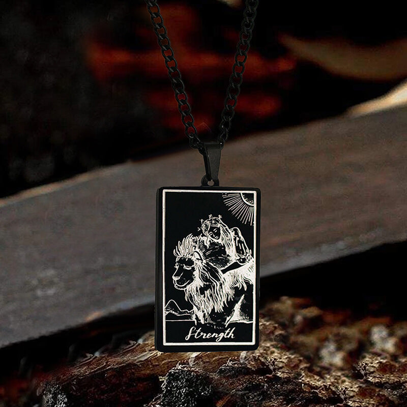The Strength Tarot Card Stainless Steel Necklace | Gthic.com