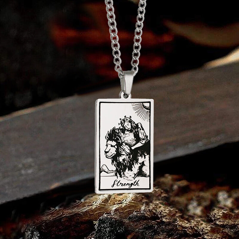 The Strength Tarot Card Stainless Steel Necklace | Gthic.com
