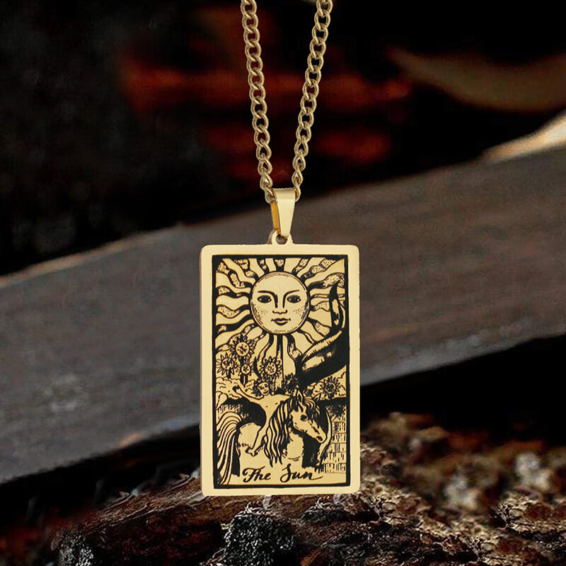 The Sun Major Arcana Tarot Stainless Steel Necklace