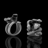 The Three-Headed Serpent Sterling Silver Ring 01 | Gthic.com