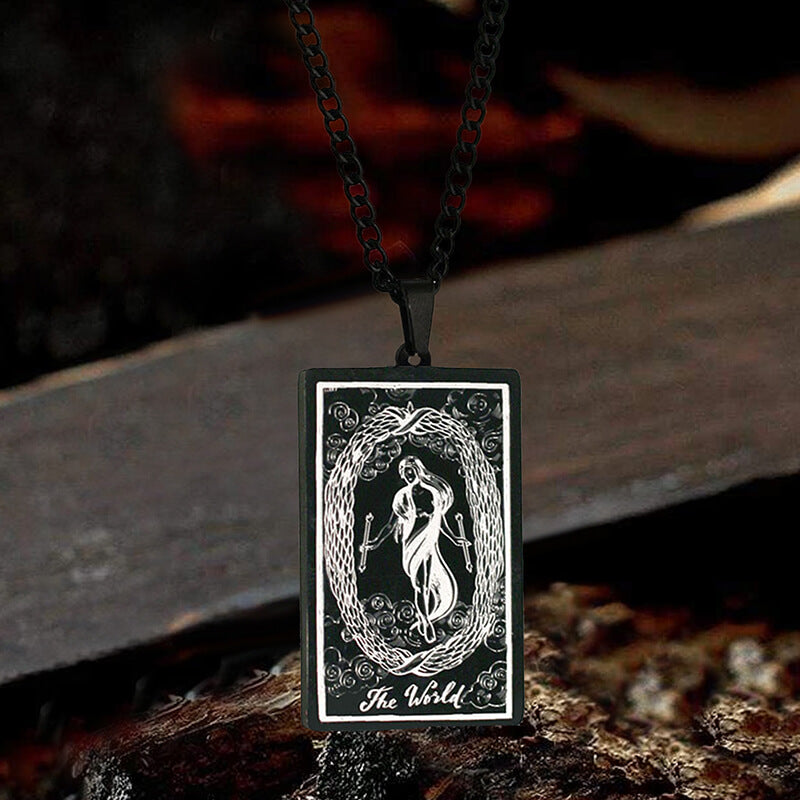 The World Major Arcana Tarot Stainless Steel Necklace