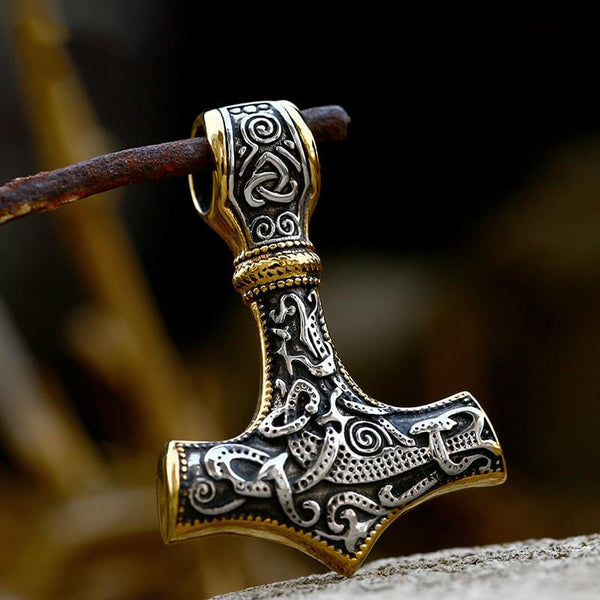 Viking Thor's Hammer Necklace with Celtic Dragon | The Norse Wind –  TheNorseWind
