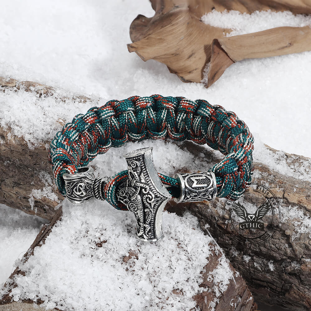 Thor's Hammer Braided Rope Viking Bracelet