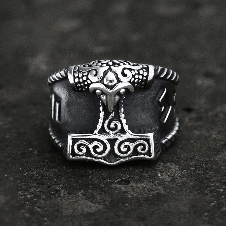 Thor's Hammer Rune Stainless Steel Viking Ring | Gthic.com