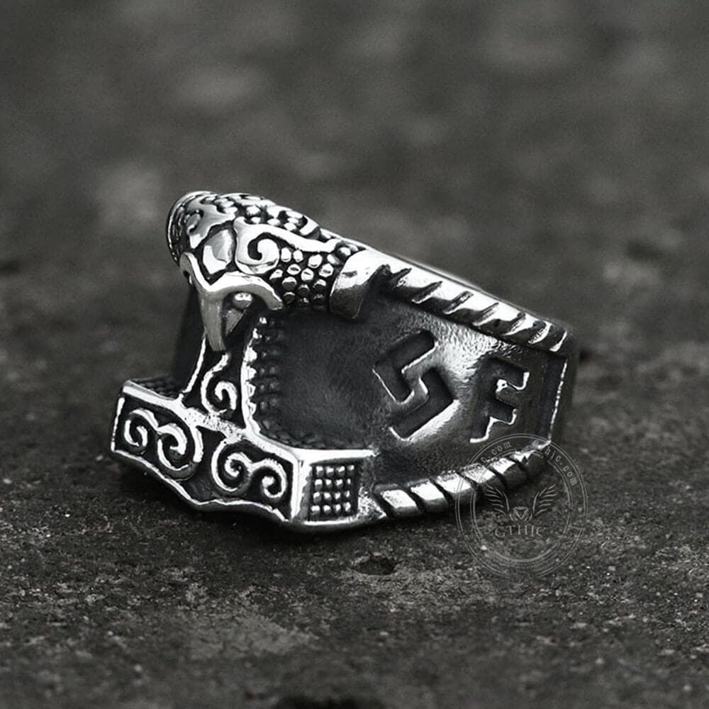 Thor's Hammer Rune Stainless Steel Viking Ring | Gthic.com