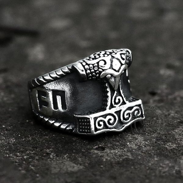 Thor's Hammer Rune Stainless Steel Viking Ring | Gthic.com