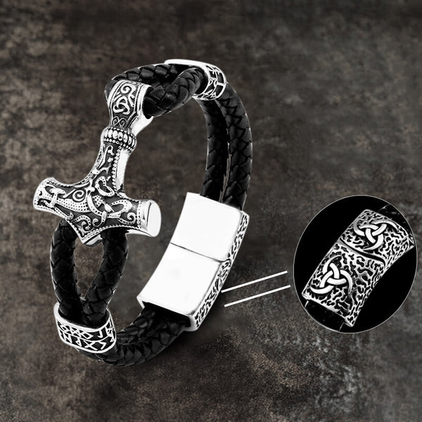 Thor’s Hammer Stainless Steel Viking Bracelet01 | Gthic.com