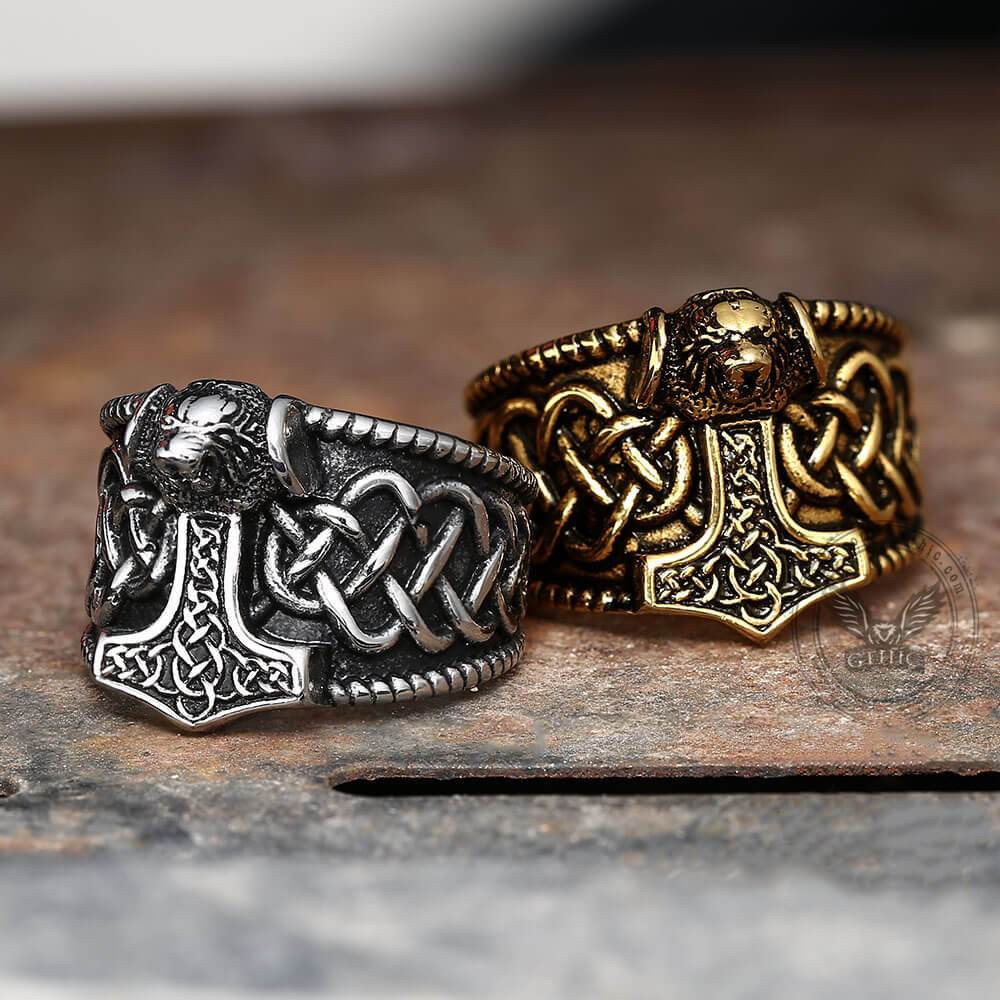 Thor's Hammer Stainless Steel Viking Ring06 | Gthic.com