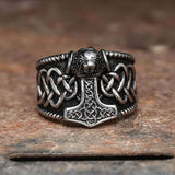 Thor's Hammer Stainless Steel Viking Ring05 silver | Gthic.com