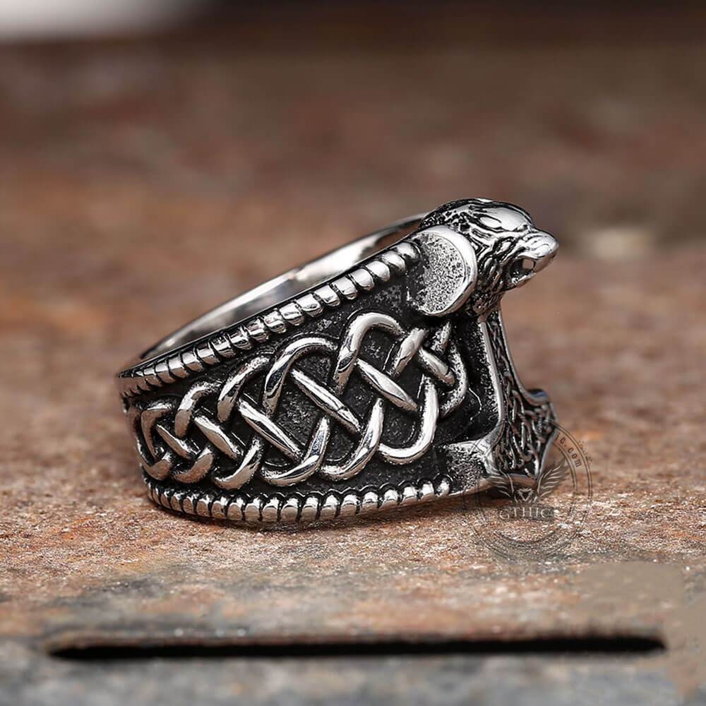 Thor's Hammer Stainless Steel Viking Ring04 silver | Gthic.com