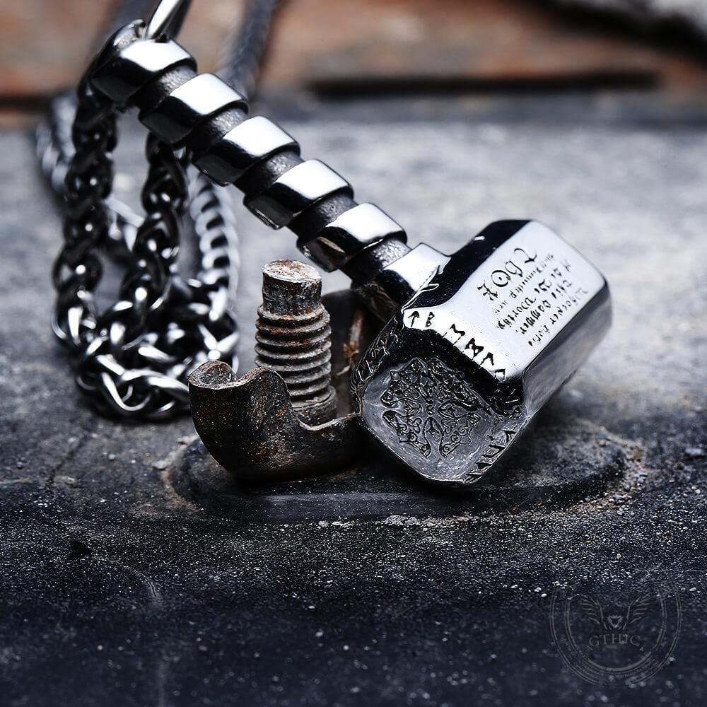 Thor's Hammer Valknut Stainless Steel Viking Necklace