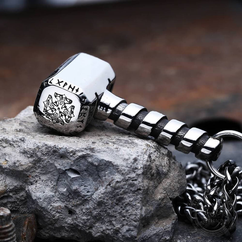 Thor's Hammer Valknut Stainless Steel Viking Necklace | Gthic.com