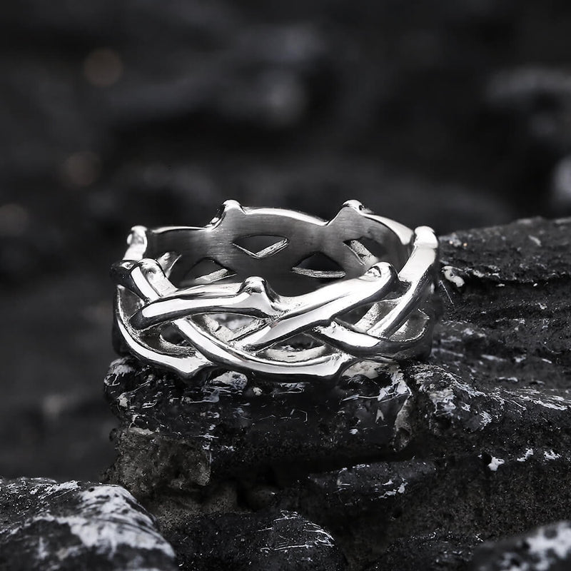 Men Wedding Band crown of thorns in two tone gold