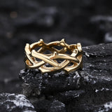 Thorn Vine Braided Stainless Steel Ring | Gthic.com
