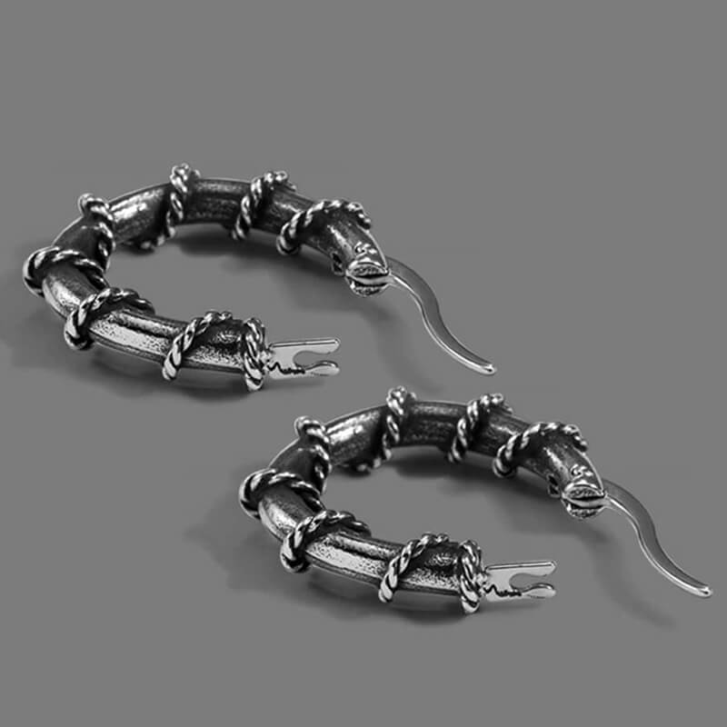 Thorns and Python Stainless Steel Hoop Earrings