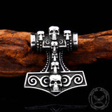Thor’s Hammer Skull Stainless Steel Viking Pendant | Gthic.com