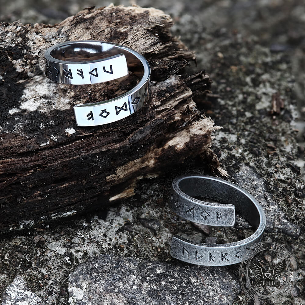 Threaded Runes Stainless Steel Ring – GTHIC