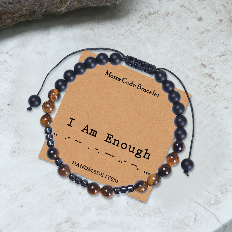 Tiger Eye Morse Code Braided Bracelet | Gthic.com