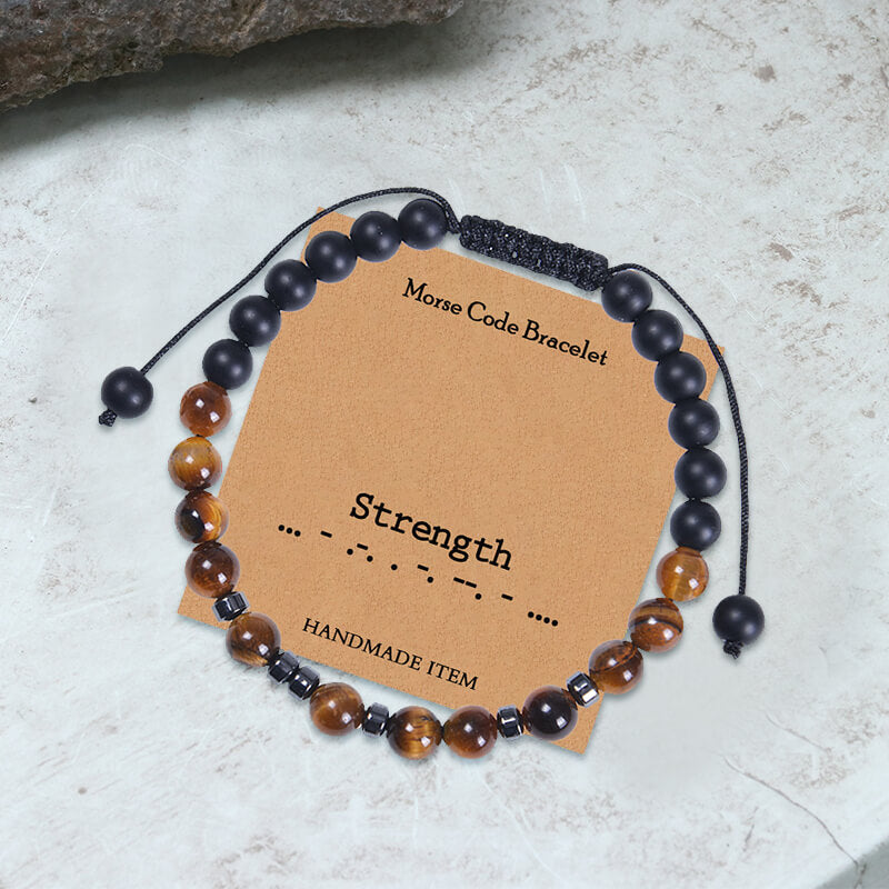 Tiger Eye Morse Code Braided Bracelet | Gthic.com