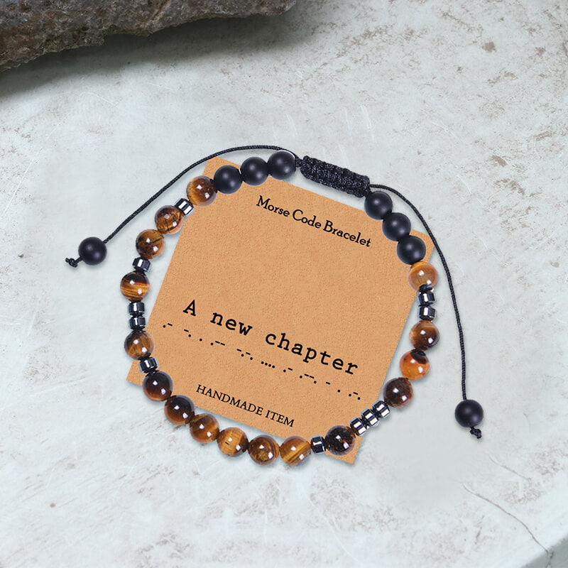Tiger Eye Morse Code Braided Bracelet | Gthic.com