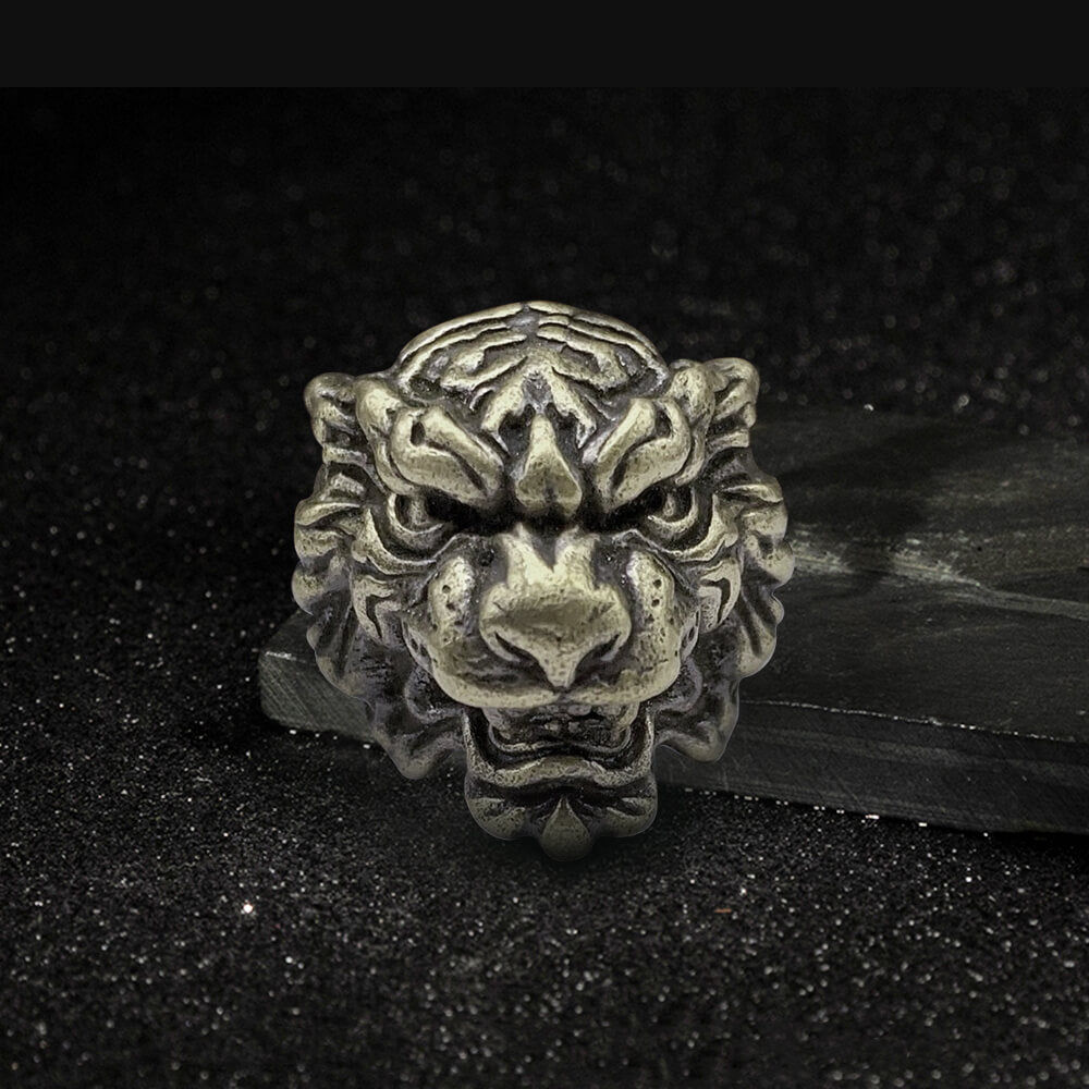 Tiger Head Copper Animal Knife Bead 04 | Gthic.com