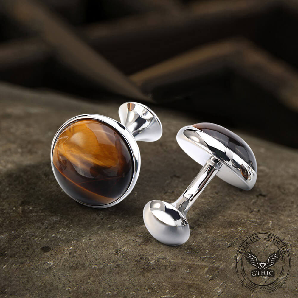 Tiger’s Eye Brass Gemstone Cufflinks | Gthic.com