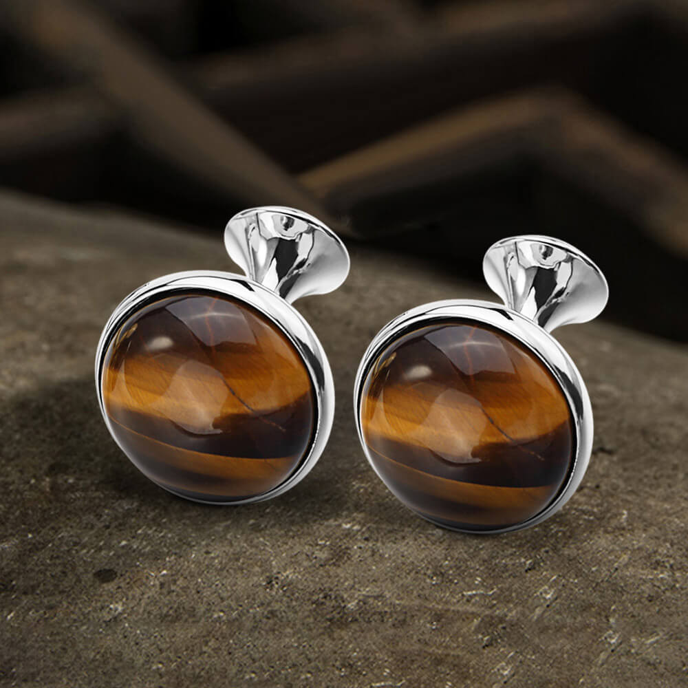 Tiger’s Eye Brass Gemstone Cufflinks | Gthic.com