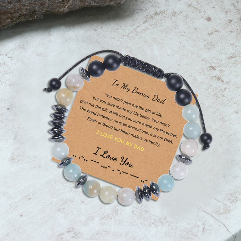 To My Bonus Dad - I Love You Morse Code Bracelet | Gthic.com