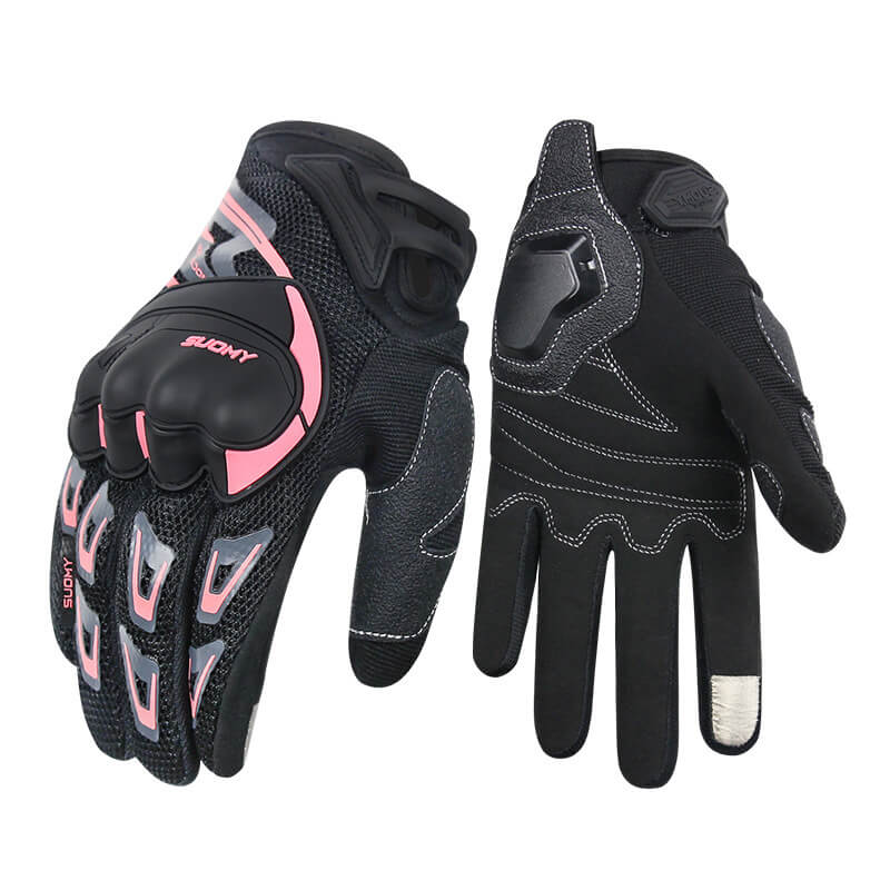 Touch Screen Polyester Motorcycle Riding Gloves 05 pink| Gthic.com