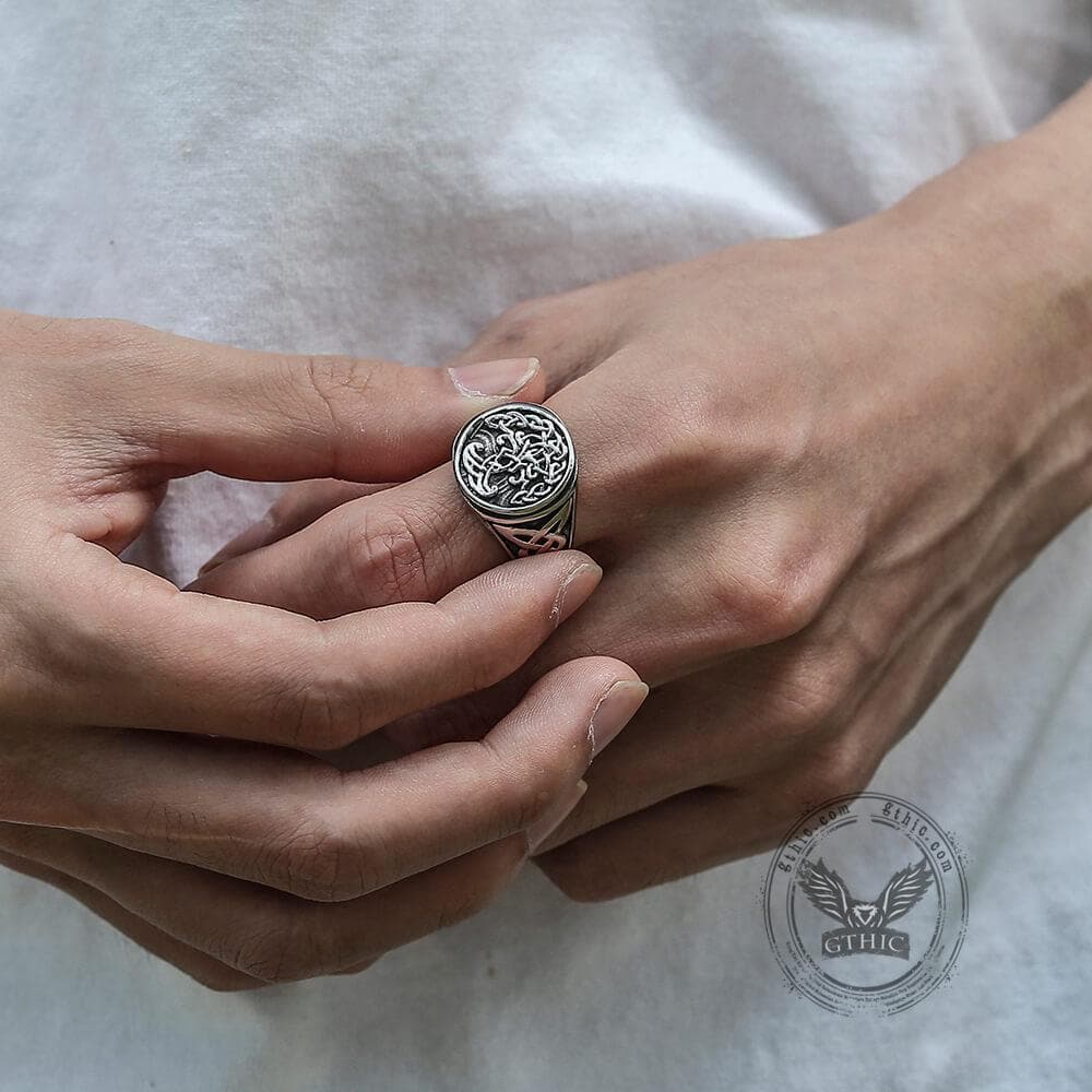 Tree of Life Celtics Stainless Steel Viking Ring 02 | Gthic.com