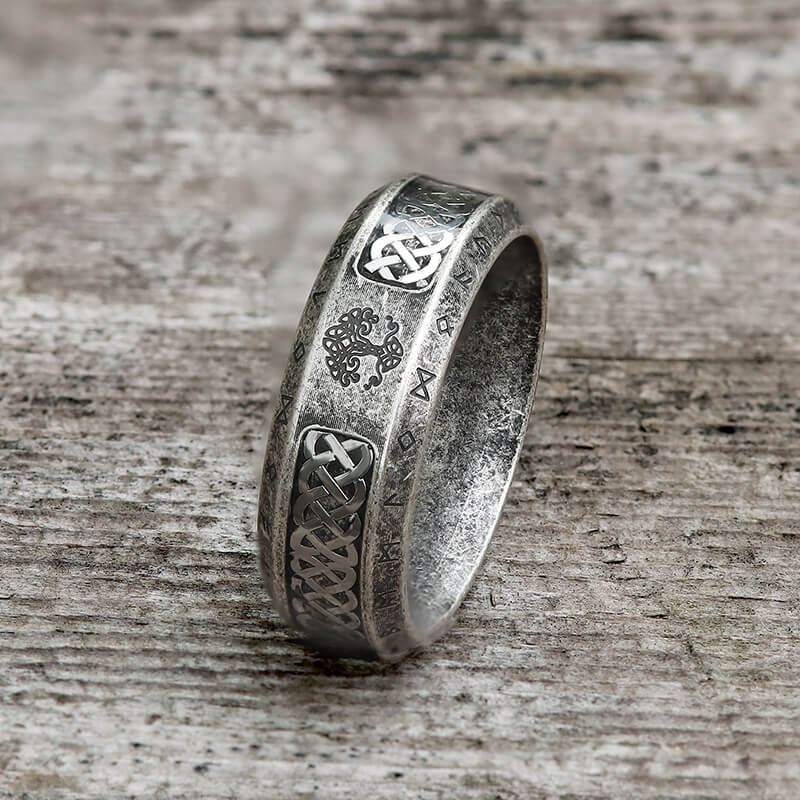 TEAMER Tree Of Life Ring - Viking Celtic Knot Stainless Steel Men's Jewelry, Size 9