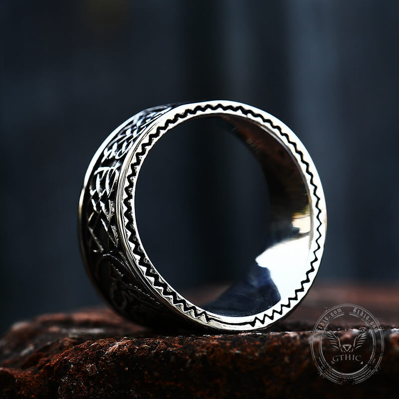 Tree of Life Raven Stainless Steel Viking Ring