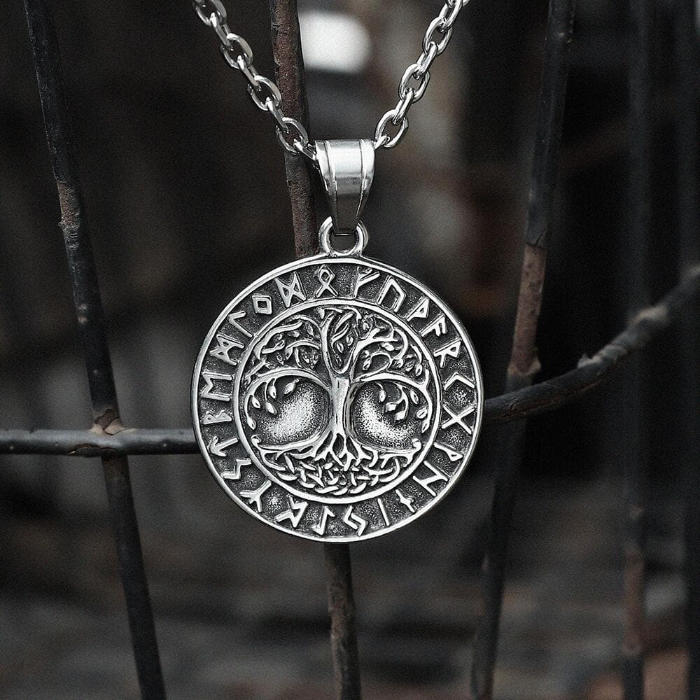 Tree of Life Runes Stainless Steel Viking Pendant | Gthic.com