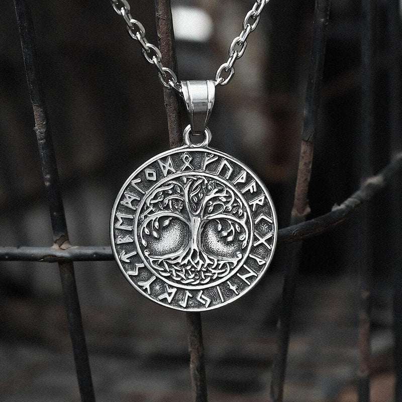 Tree of Life Runes Stainless Steel Viking Pendant | Gthic.com
