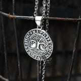Tree of Life Runes Stainless Steel Viking Pendant | Gthic.com