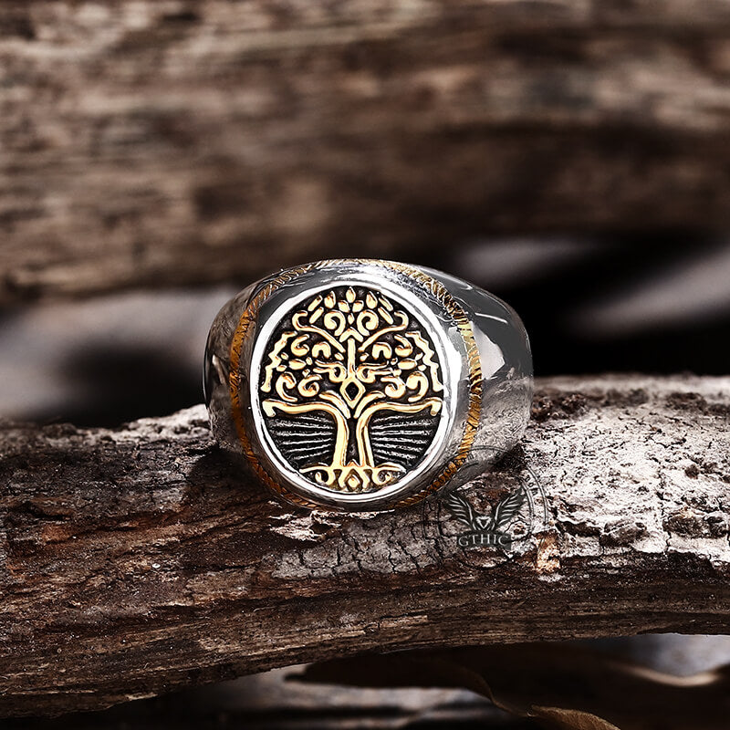 Tree of Life Signet Stainless Steel Viking Ring - Stainless Steel ...