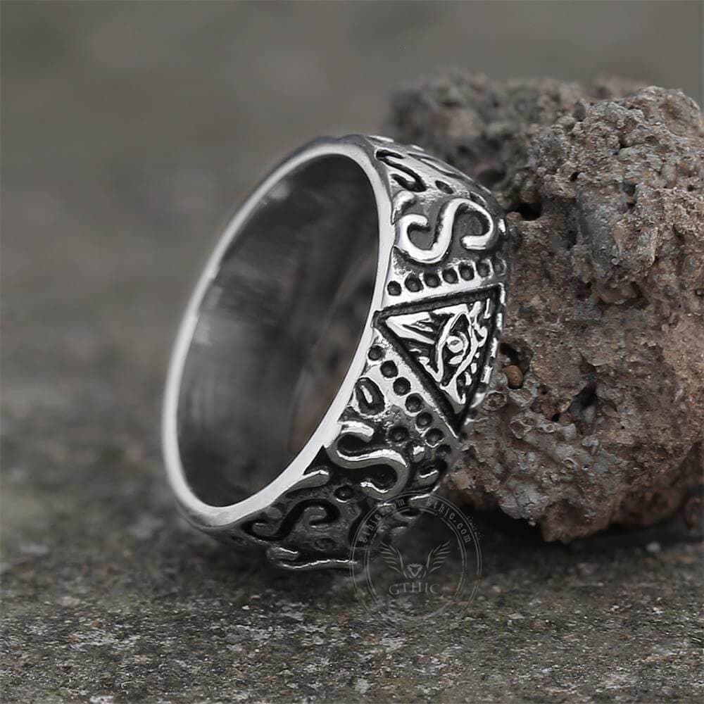 Triangle Eye of Providence Stainless Steel Masonic Ring 05 | Gthic.com